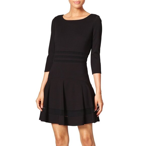 Erin Fetherston 2 Black Tess Dress Fit Flare Sheer - Picture 3 of 13